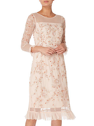 Raishma Floral Embellished Frill Dress, Blush