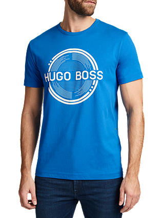 BOSS Short Sleeve Brand Printed T-Shirt, Bright Blue