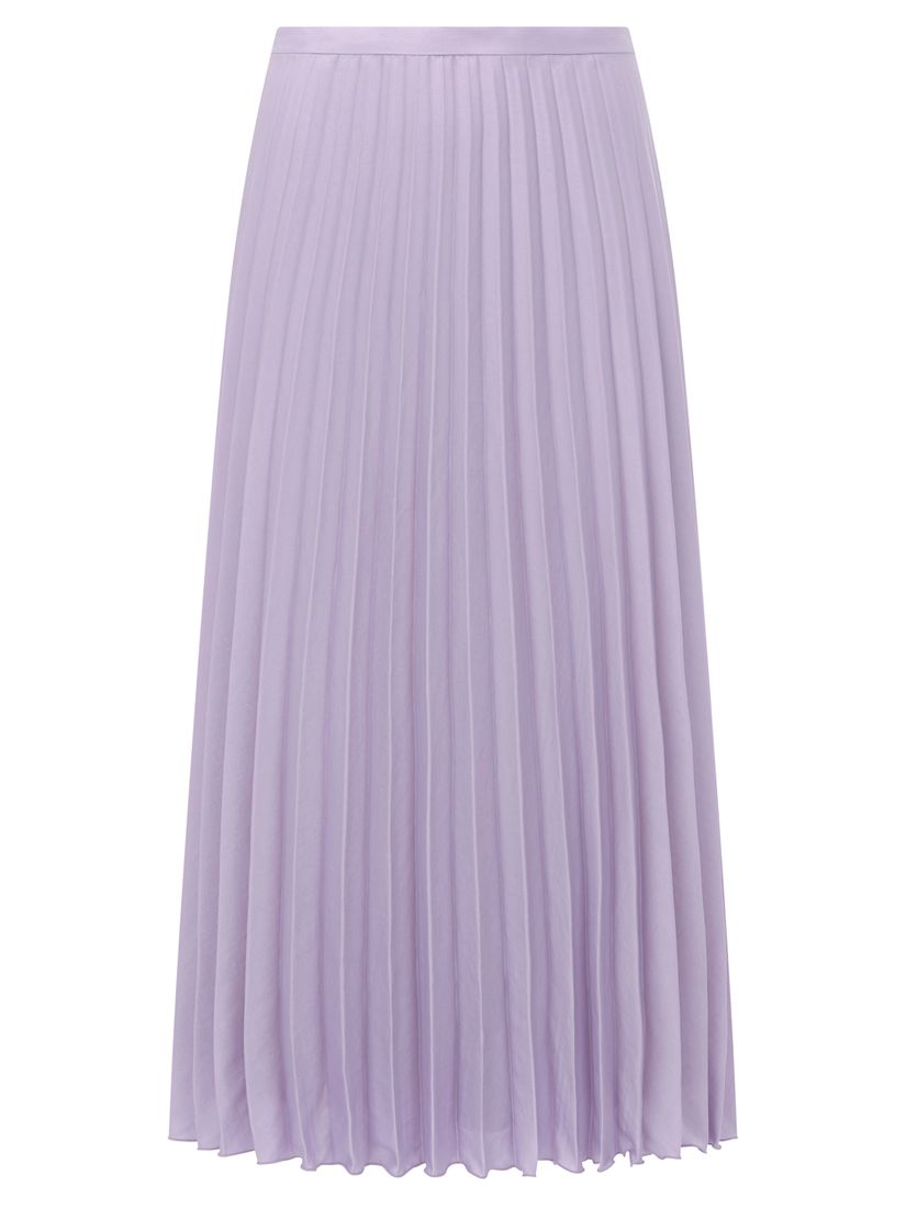Mint Velvet Satin Pleated Skirt, Light Purple at John Lewis & Partners