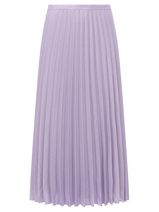 Mint Velvet Satin Pleated Skirt, Light Purple