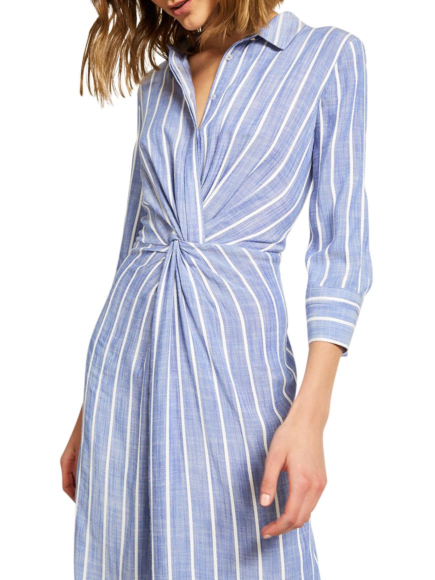Mint Velvet Striped Knotted Shirt Dress, Blue/White