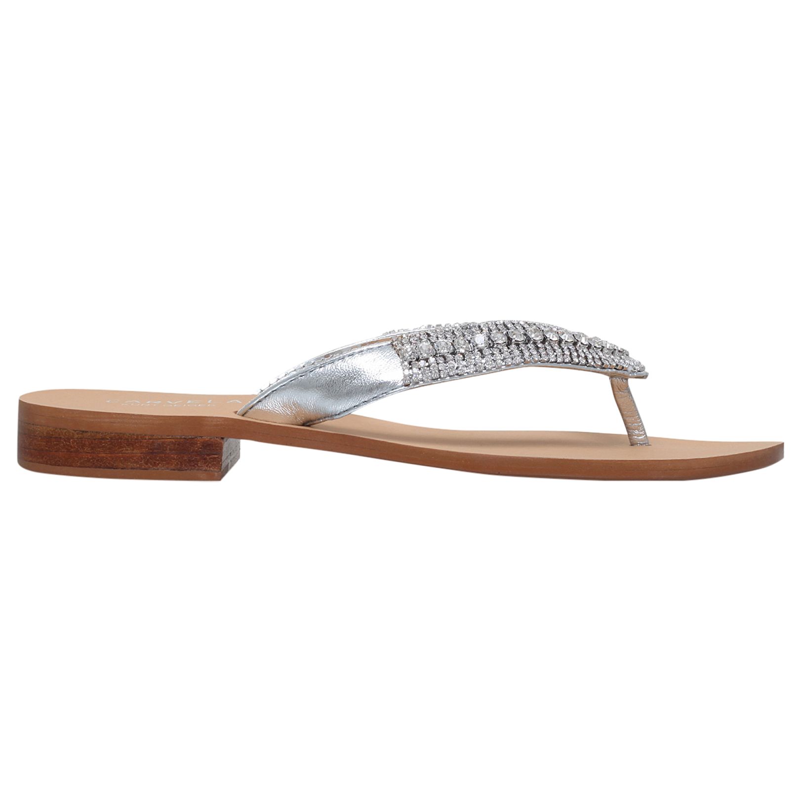 Carvela Breanne 2 Embellished Flat Sandals, Silver Leather
