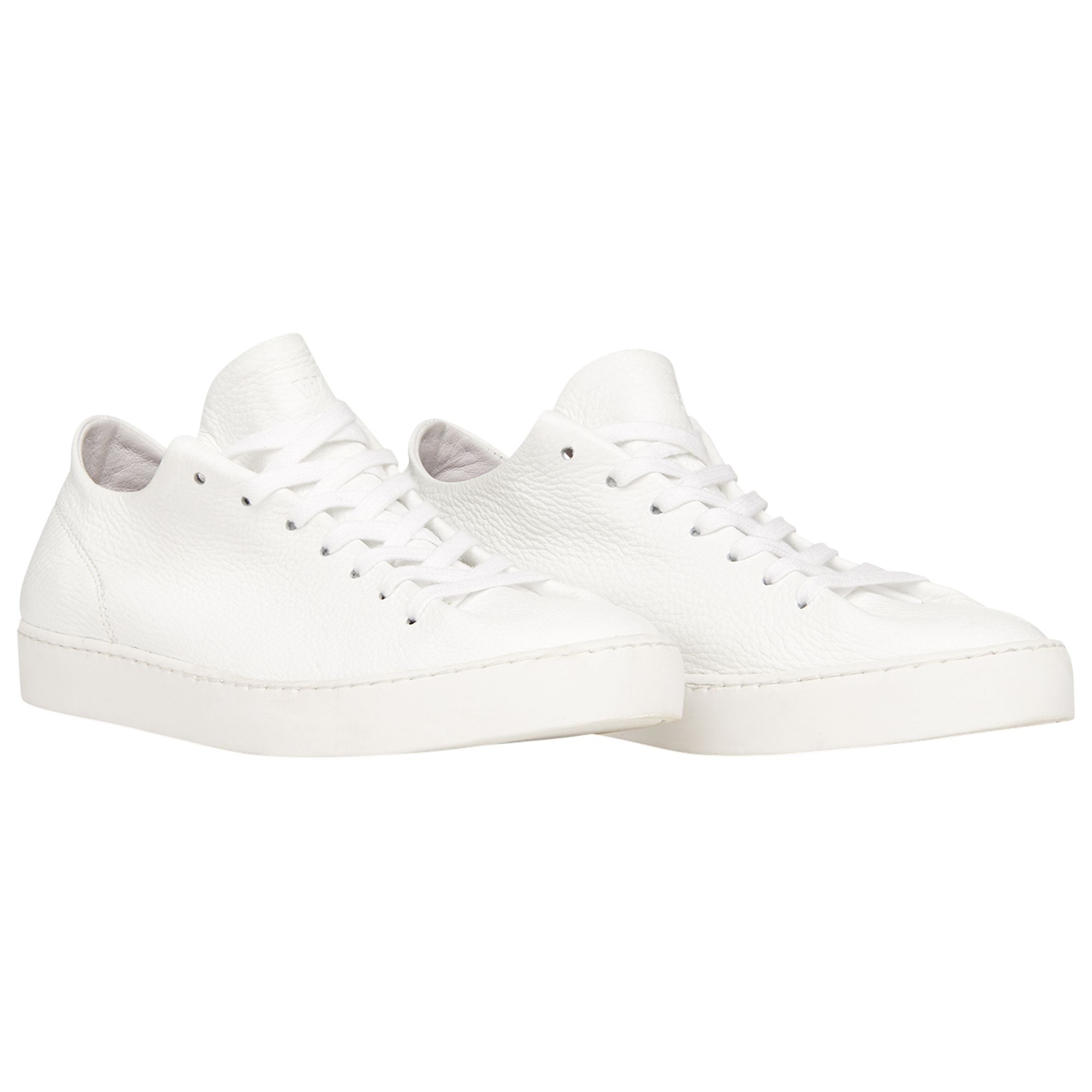 Whistles Folly Leather Unlined Soft Trainers, White at John Lewis ...