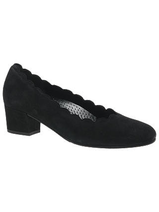 Gabor Gigi Wide Fit Block Heeled Court Shoes, Black Suede