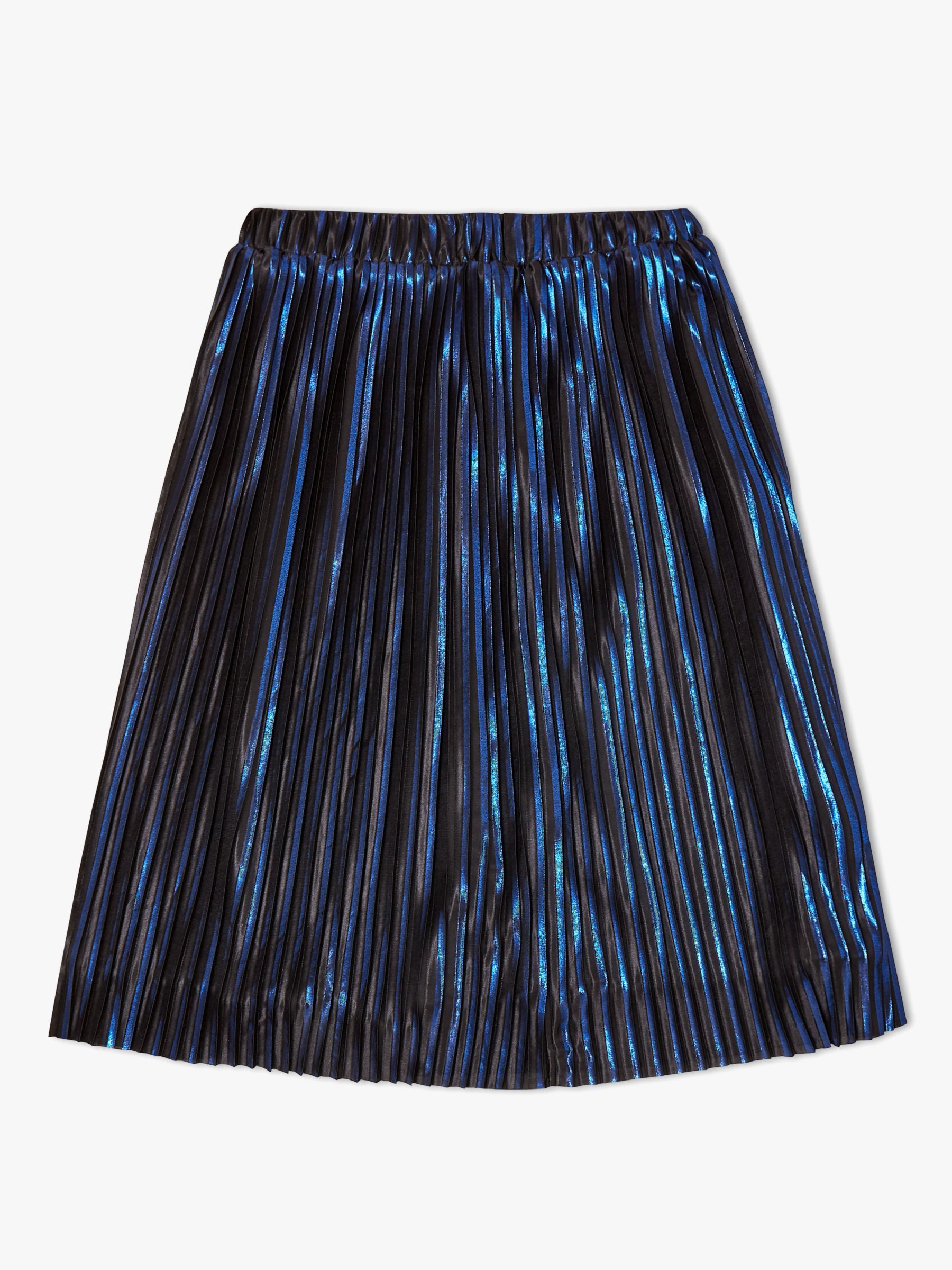John Lewis & Partners Girls' Metallic Pleated Skirt, Blue