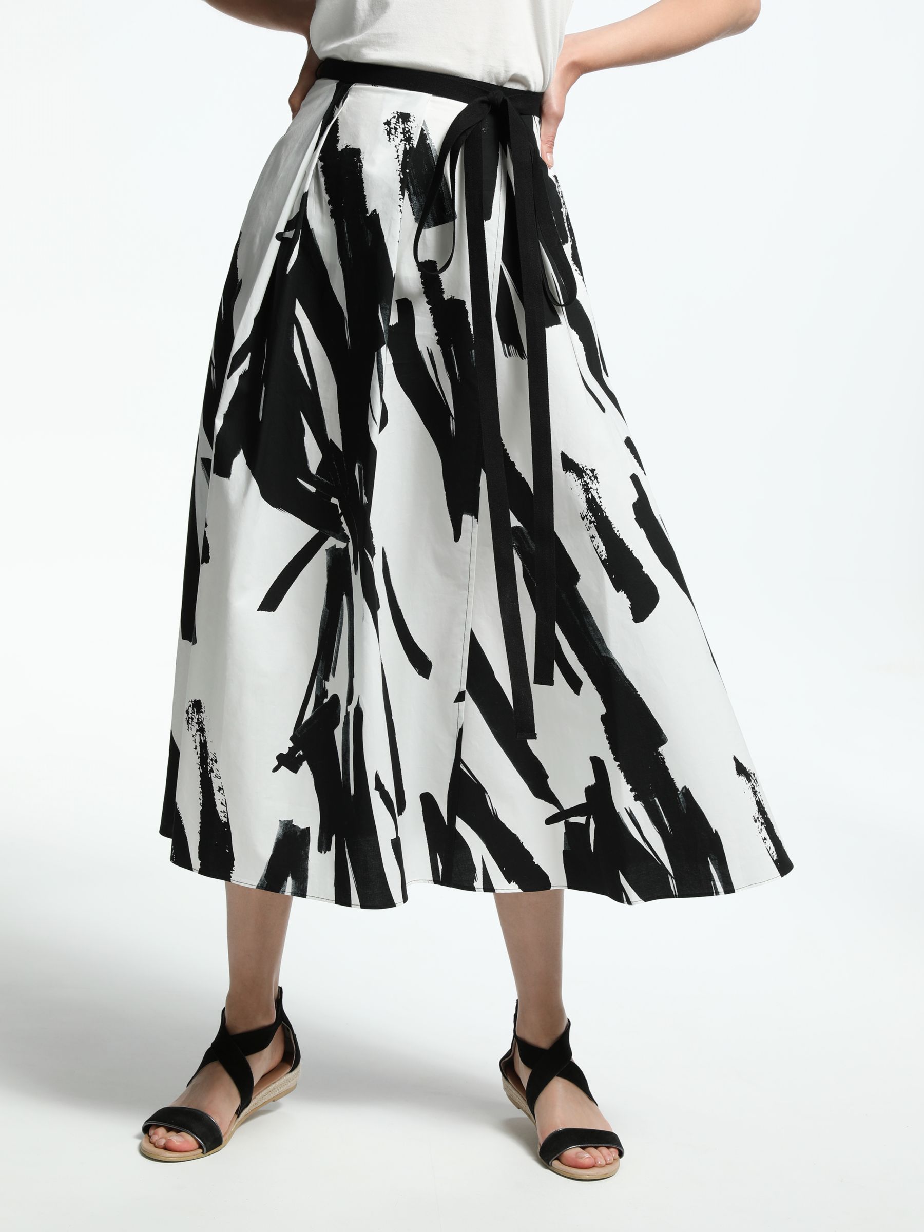 Weekend MaxMara Brush Stroke Print Skirt, White/Black