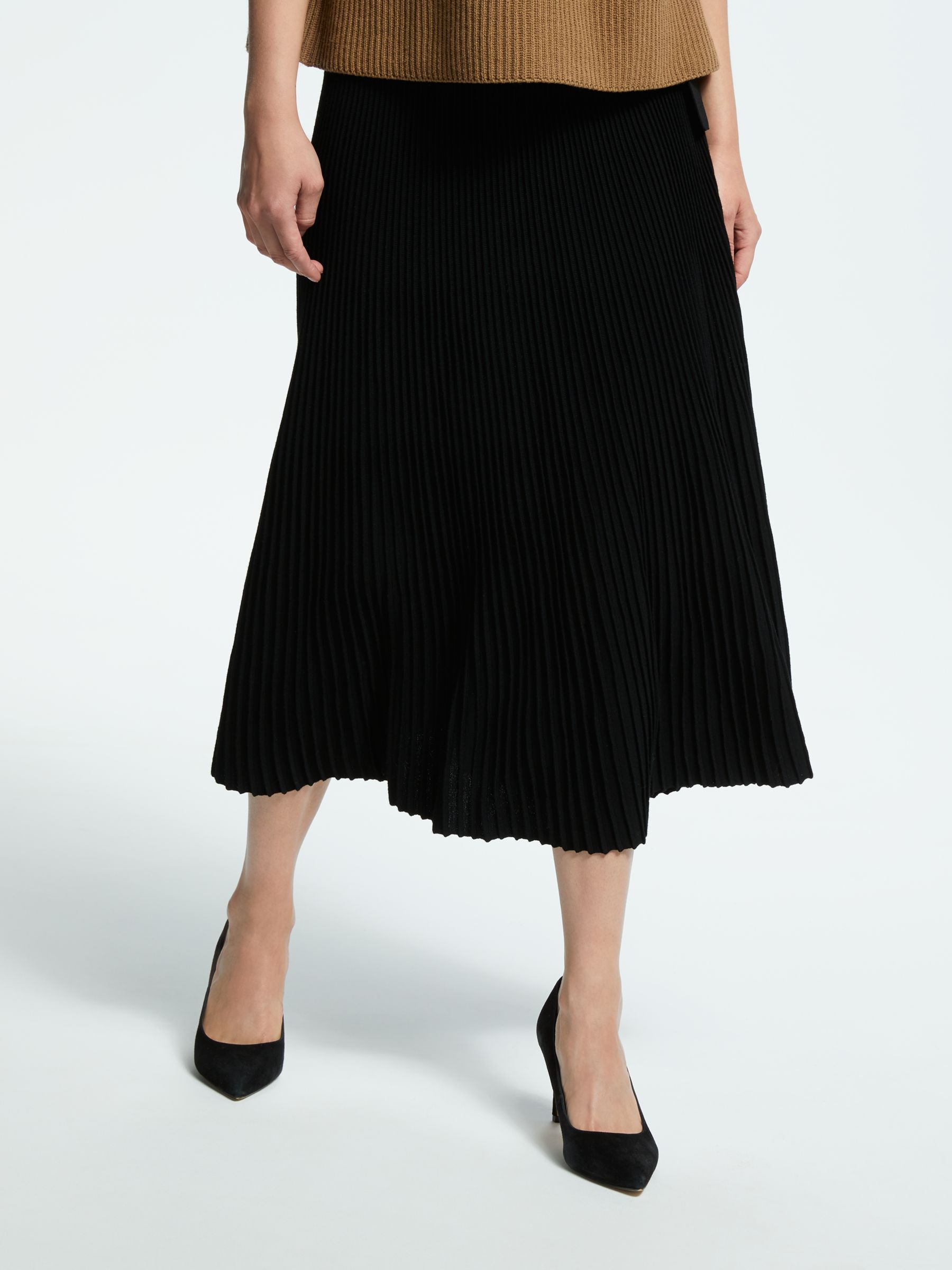 Weekend MaxMara Pleated Skirt, Black at John Lewis & Partners