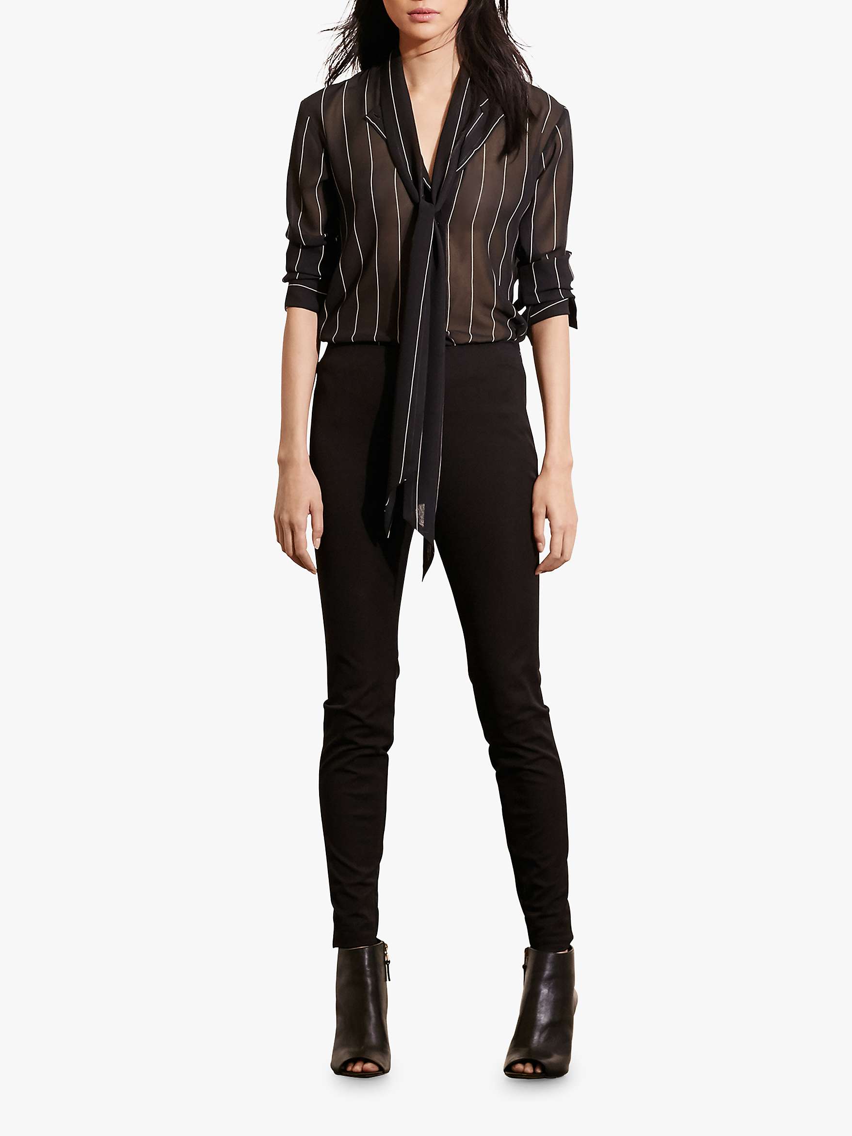 Buy Lauren Ralph Lauren Twill Skinny Trousers, Black Online at johnlewis.com