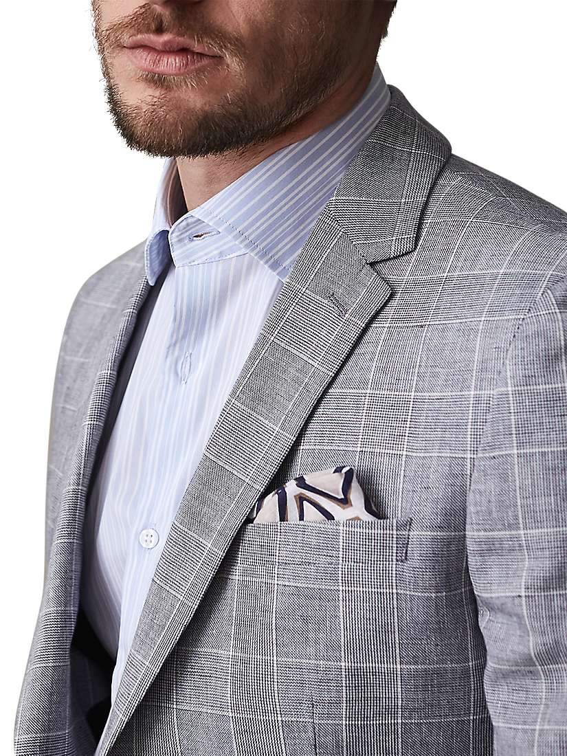 Buy Reiss Kray Cotton Linen Check Slim Fit Suit Jacket, Blue Online at johnlewis.com