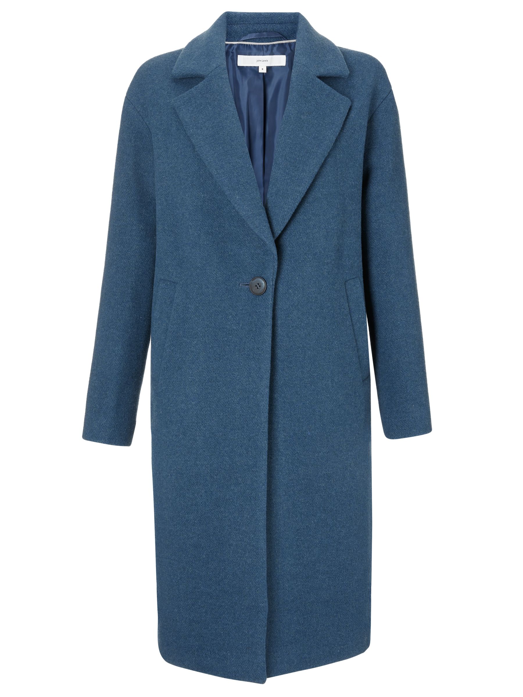 AND/OR Relaxed Single Breasted Midi Coat, Blue