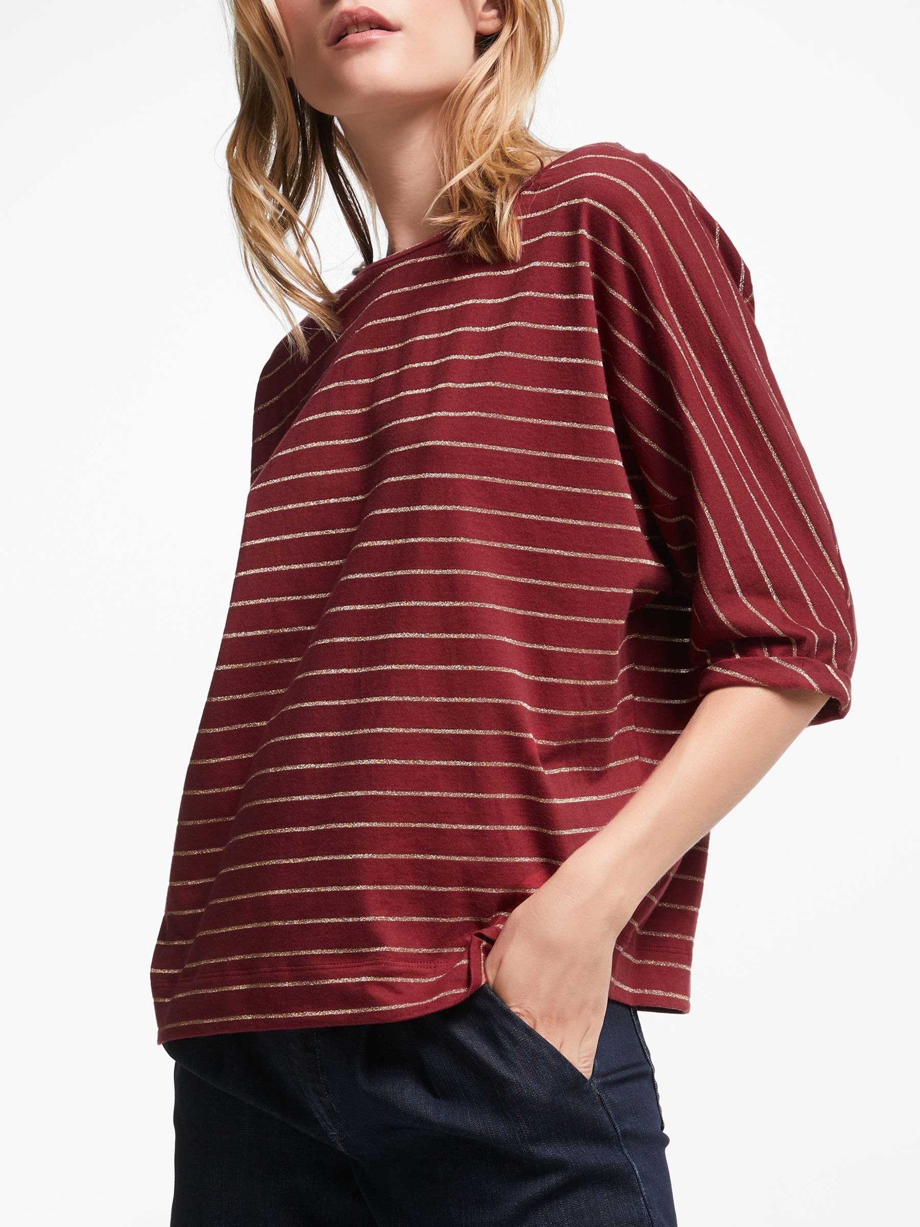 AND/OR Metallic Stripe Jersey T-Shirt, Red/Gold