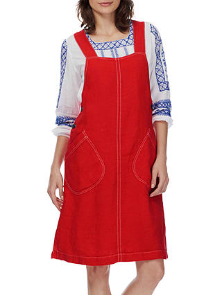 Brora Linen Pinafore Dress, Cardinal