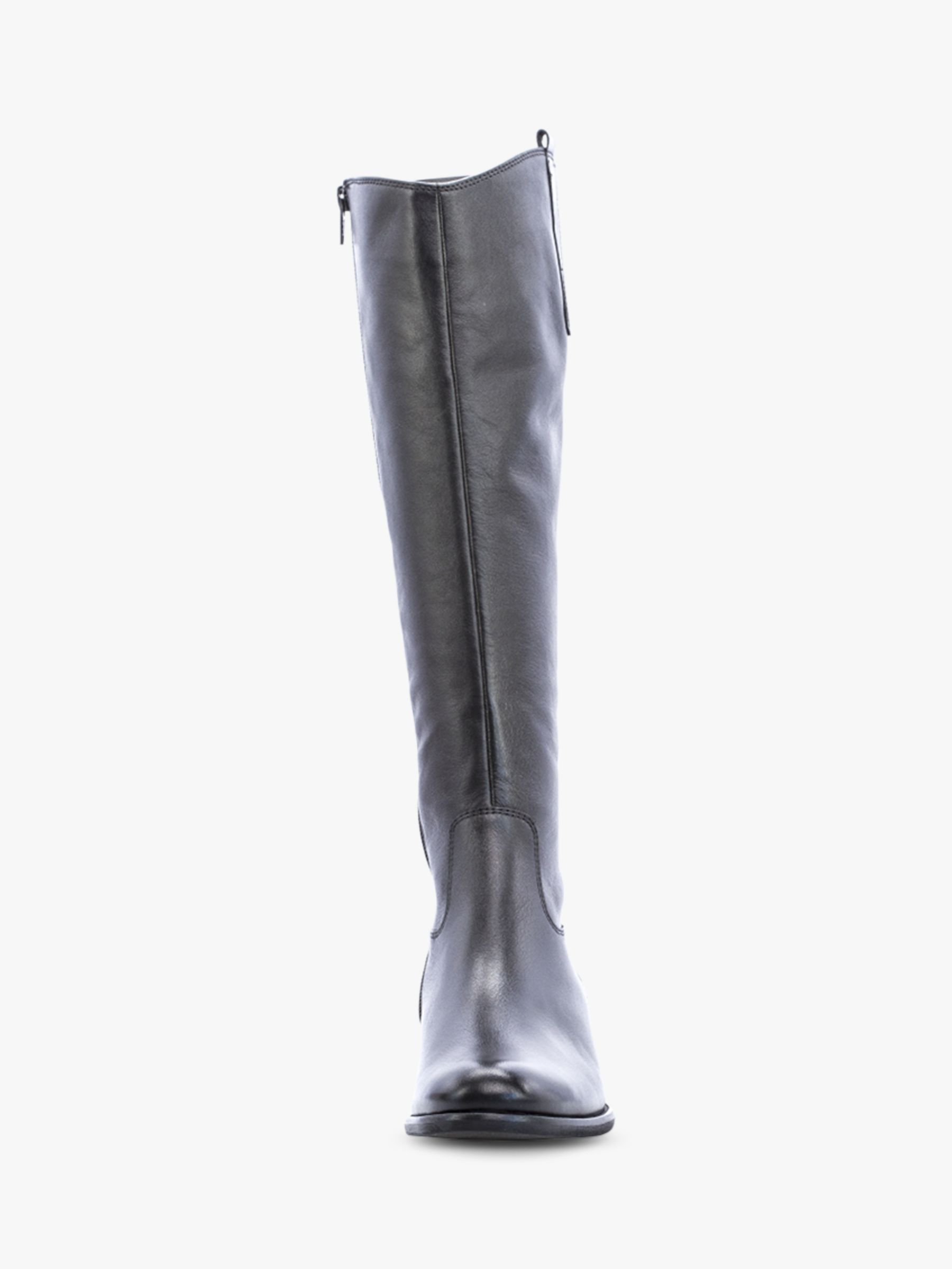 Gabor Brook Fit Leather Low Heeled Knee High Boots, Black at Lewis & Partners