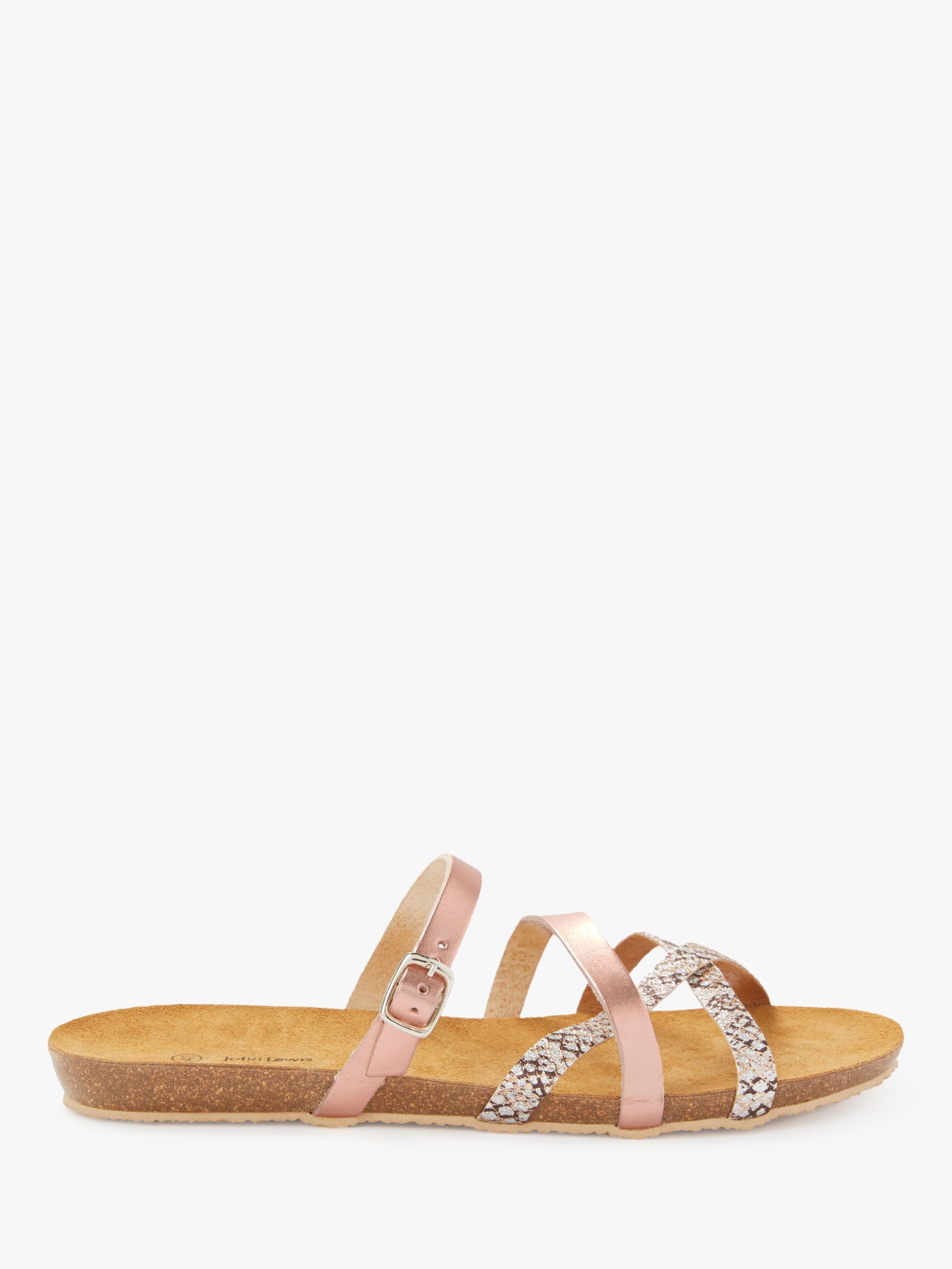 John Lewis & Partners Lois Strappy Sandals, Rose Gold Leather