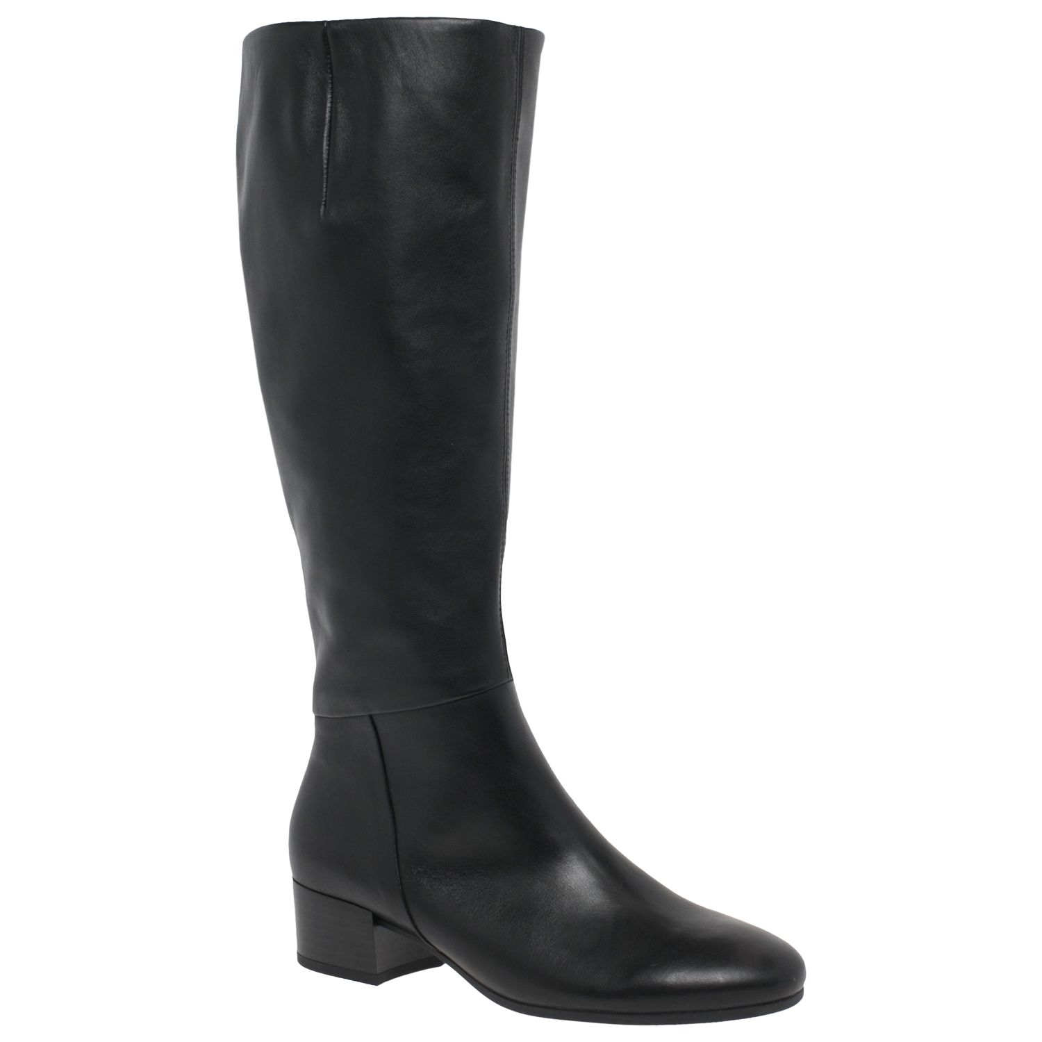 Gabor Cherry Extra Wide Block Heeled Knee High Boots, Black Leather at ...