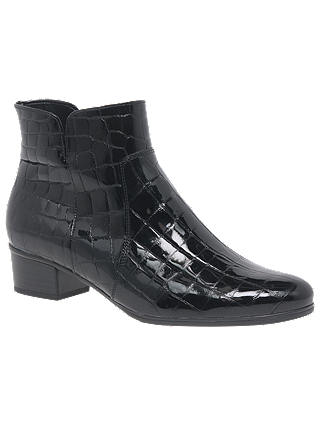 Gabor Delaware Crocodile Ankle Boot, Black Leather