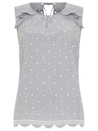 Phase Eight Frill Spot Blouse, Chambray