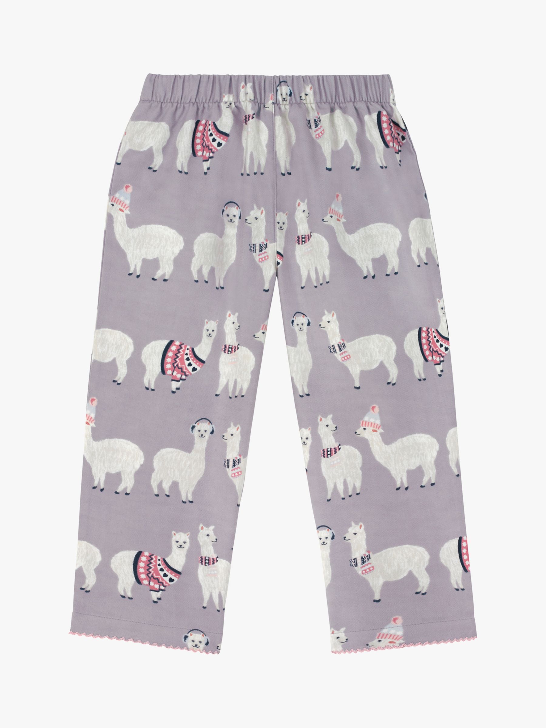 Girls' Alpaca Print Pyjamas, Pink/Grey 