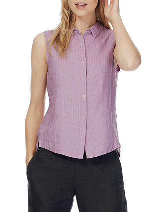 Brora Pin Stripe Linen Sleeveless Shirt, OrchidWhite