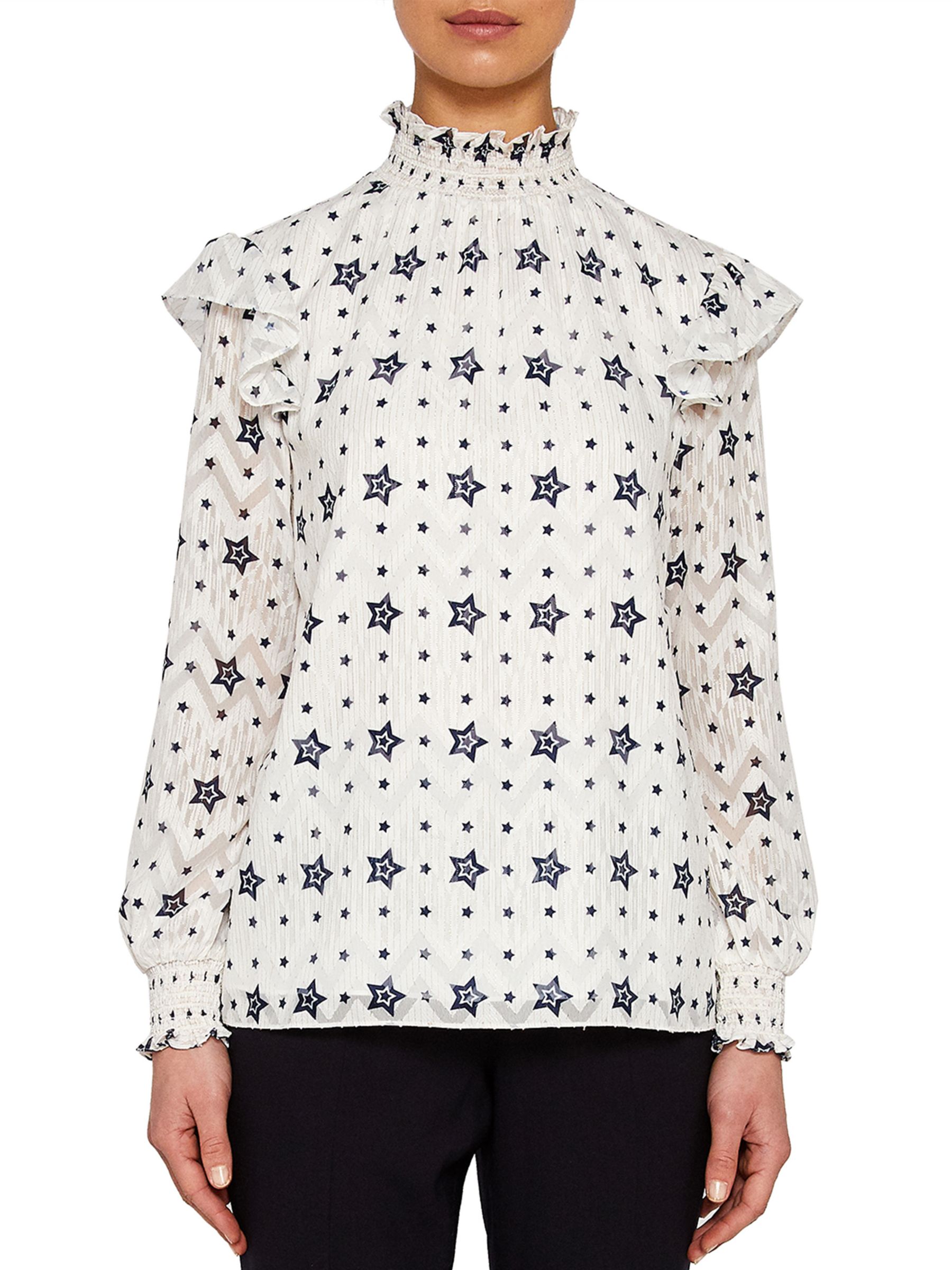 Ted Baker Stars Ruffle Detail Blouse, White