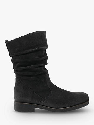 Gabor Greendale Wide Fit Suede Gathered Detail Calf High Boots