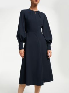 John Lewis & Partners Full Sleeve Midi Dress, Navy, 20