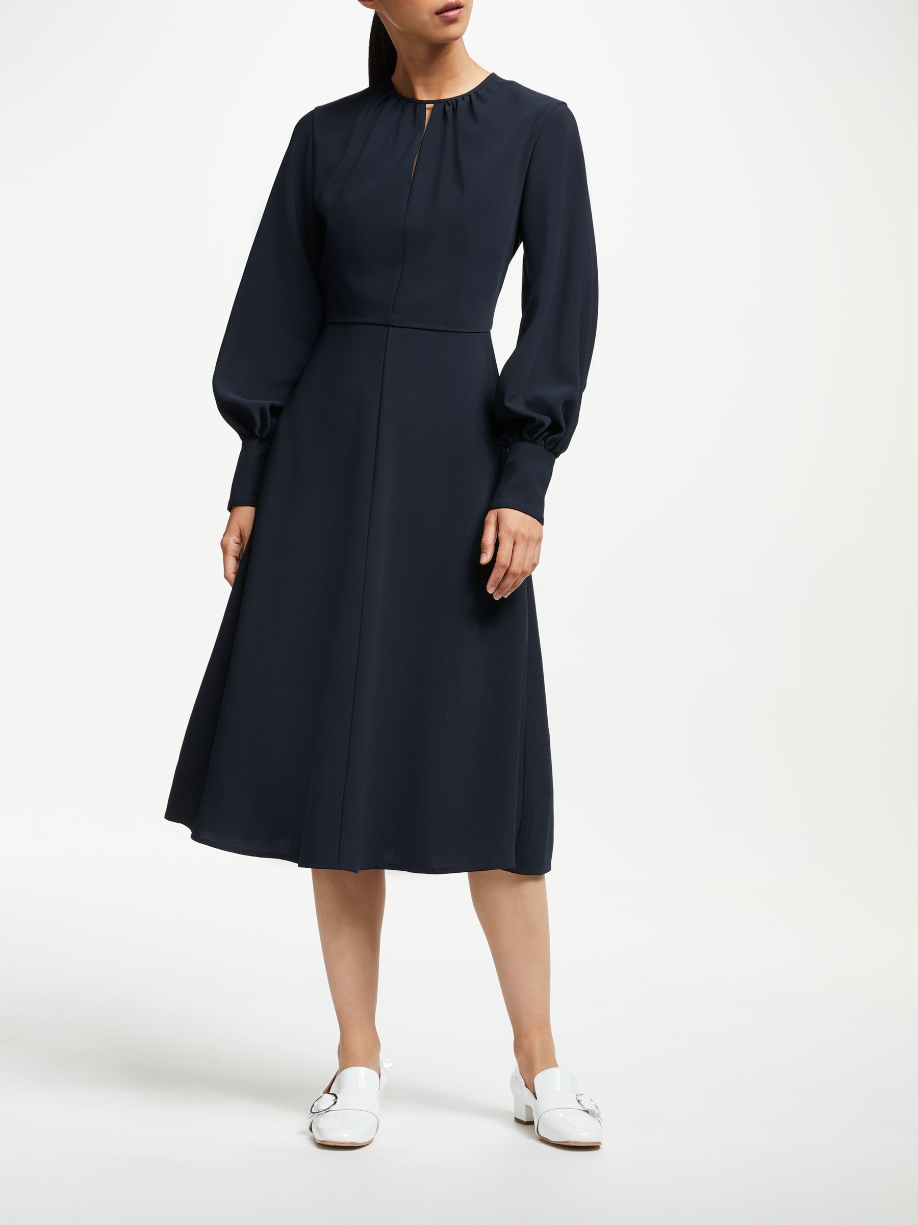 John Lewis & Partners Full Sleeve Midi Dress | Navy at John Lewis ...