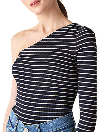 Whistles Striped One Shoulder Knit Top, Multi