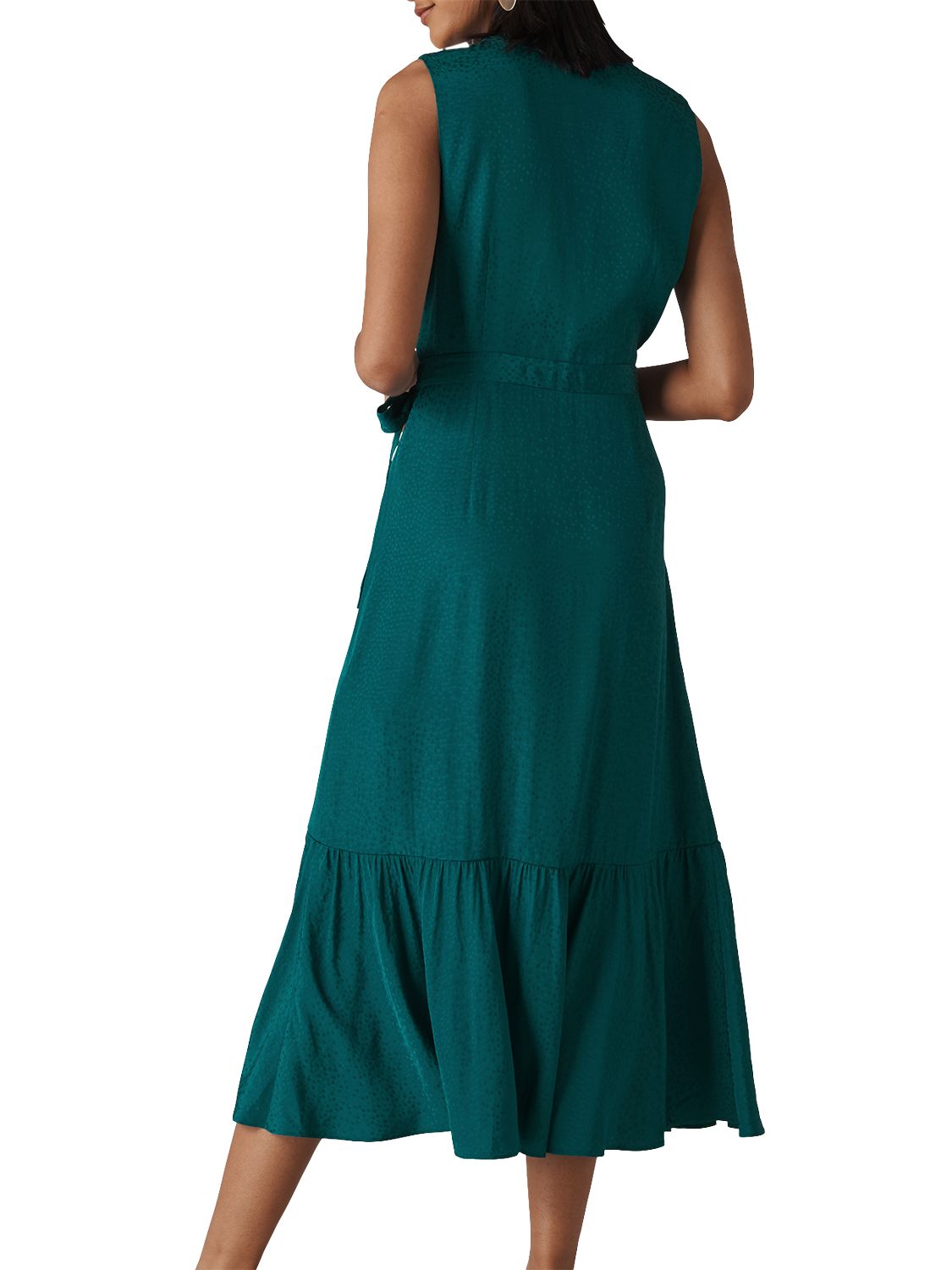 Whistles Francesca Jacquard Wrap Dress, Green at John Lewis & Partners