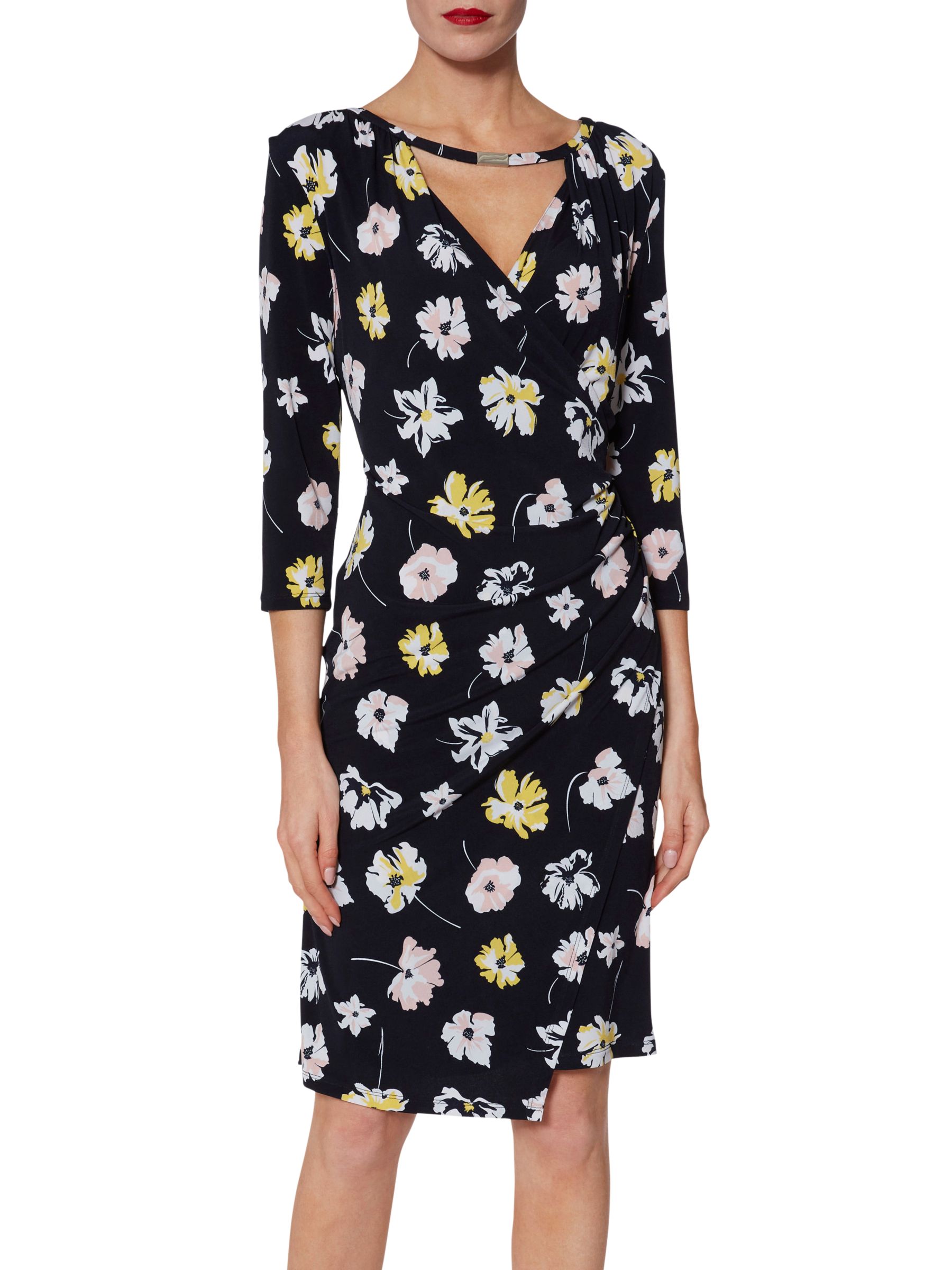Gina Bacconi Keri Floral Jersey Dress, Navy/Multi
