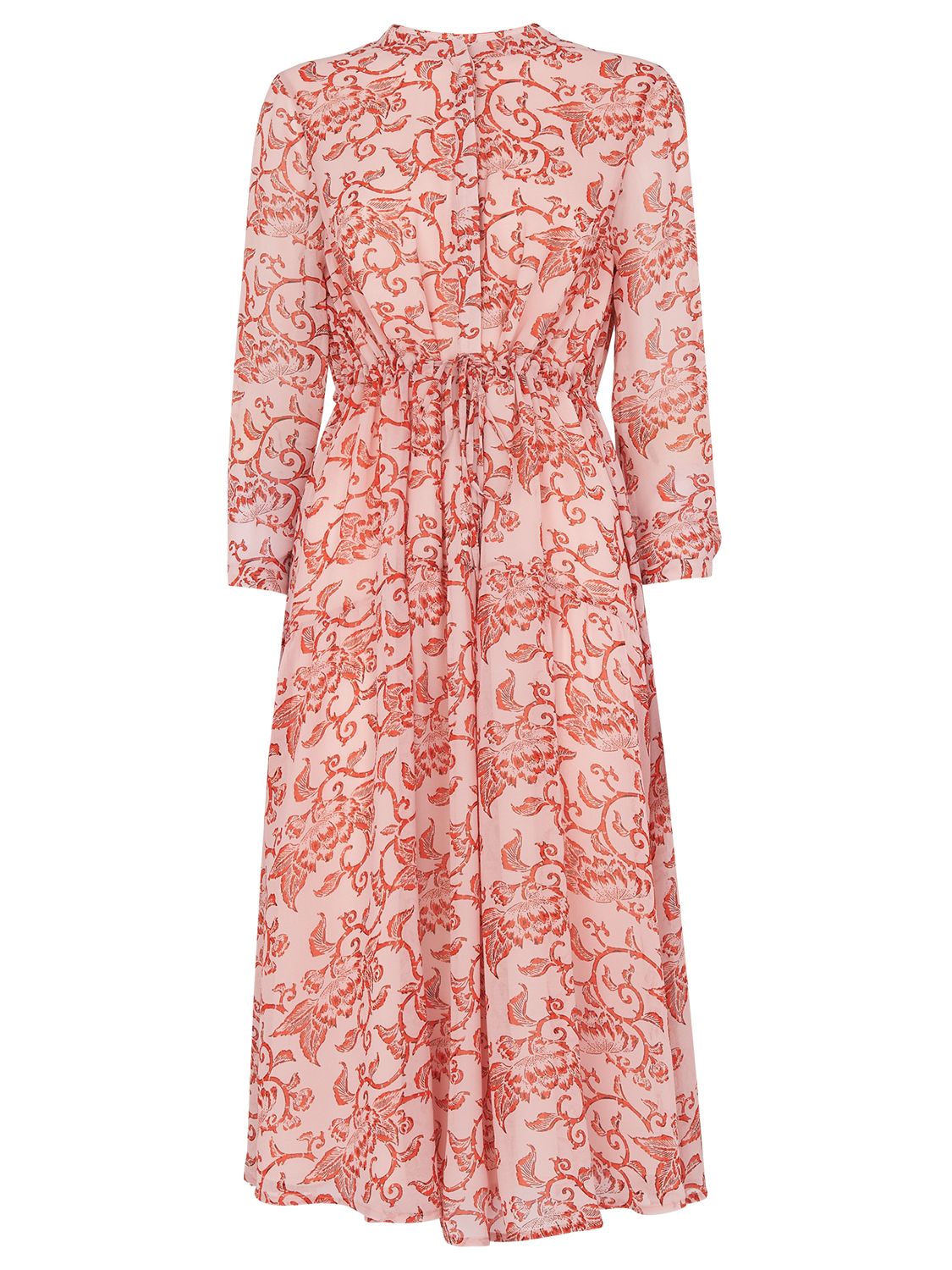 Whistles Bali Print Midi Shirt Dress, Pink/Multi at John Lewis & Partners