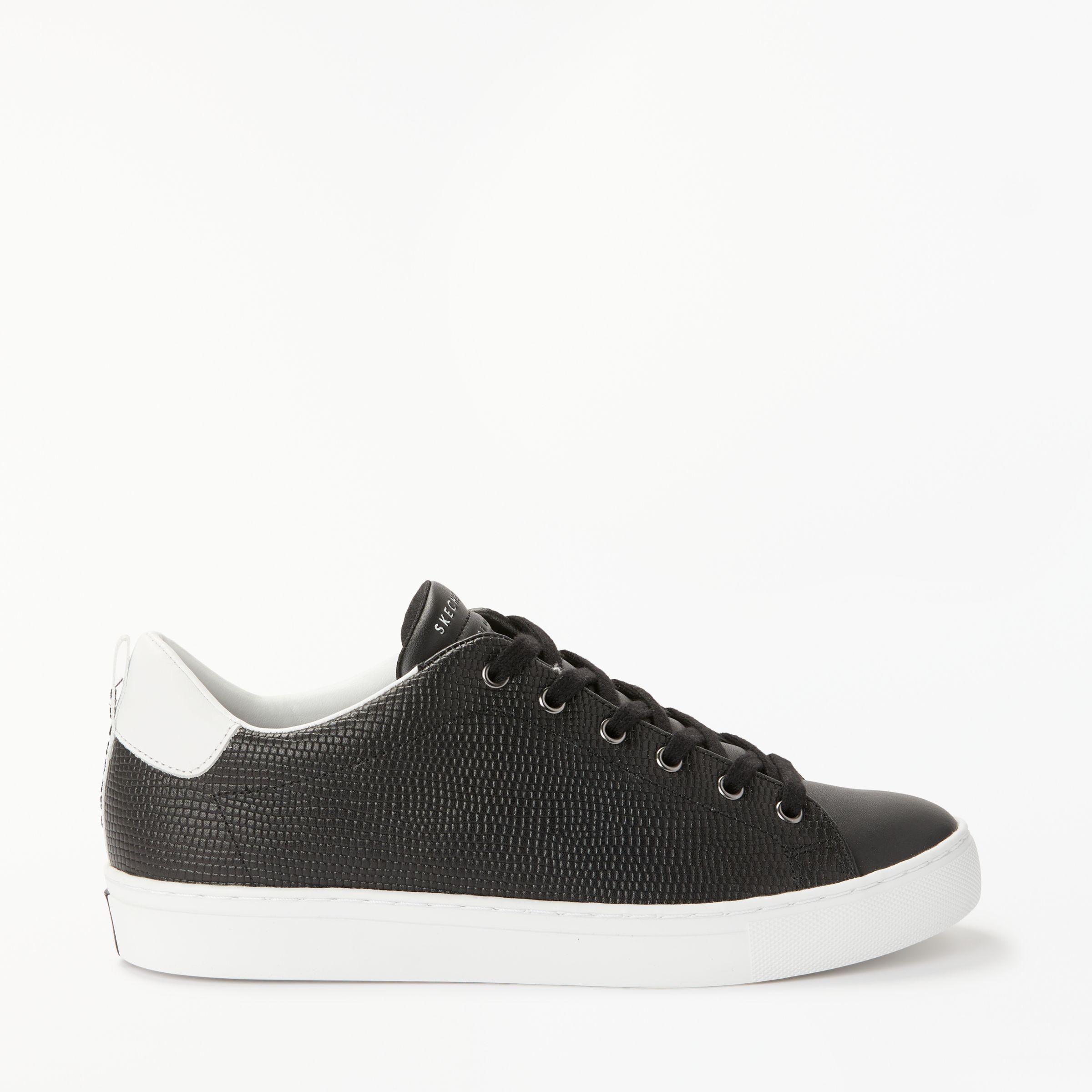 Skechers Side Street Tegu Lace Up Trainers, Black Leather