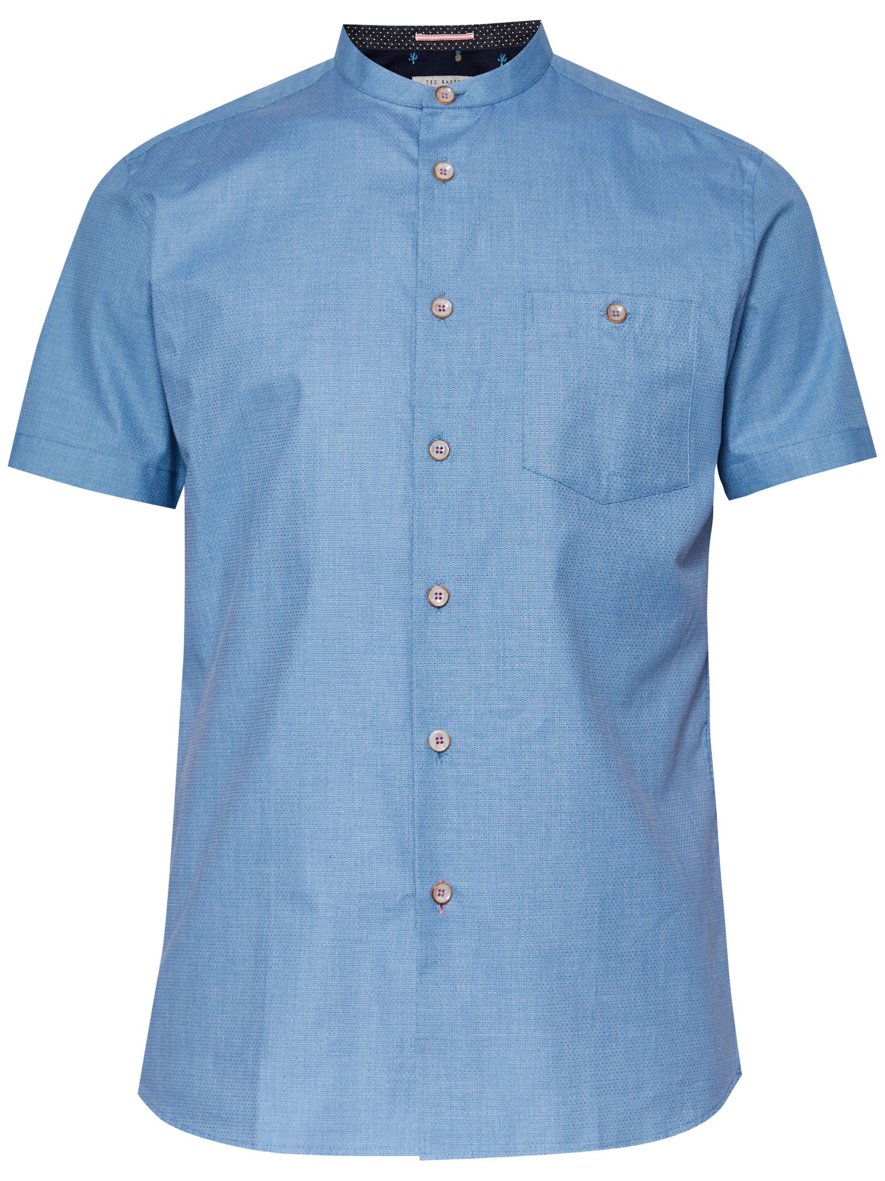 Ted Baker Gonky Short Sleeve Grandad Collar Shirt, Blue