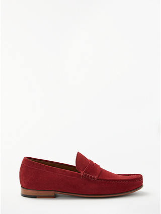 John Lewis & Partners Louis Suede Penny Loafers, Red