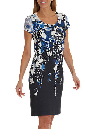 Betty Barclay Floral Print Dress, Blue/Cream