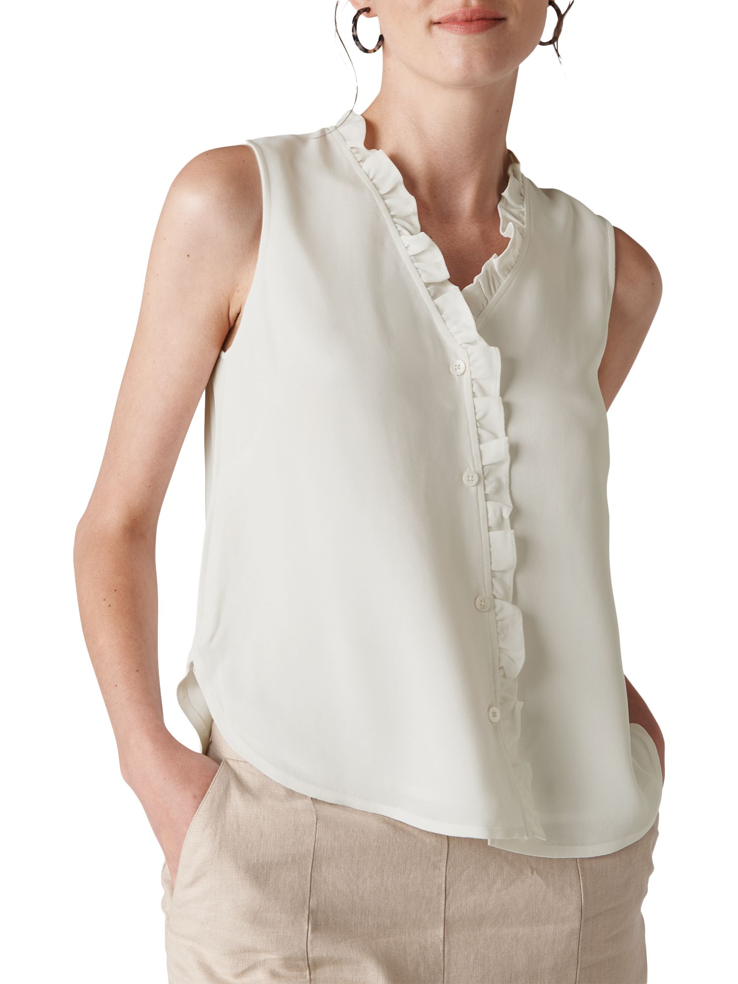 Whistles Maddie Frill Top, Ivory