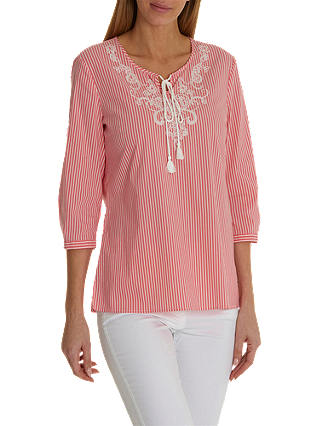 Betty Barclay Embellished Blouse, Red/Cream