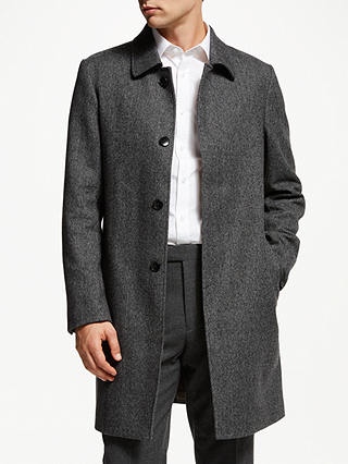John Lewis & Partners Herringbone Shirt Collar Coat, Grey