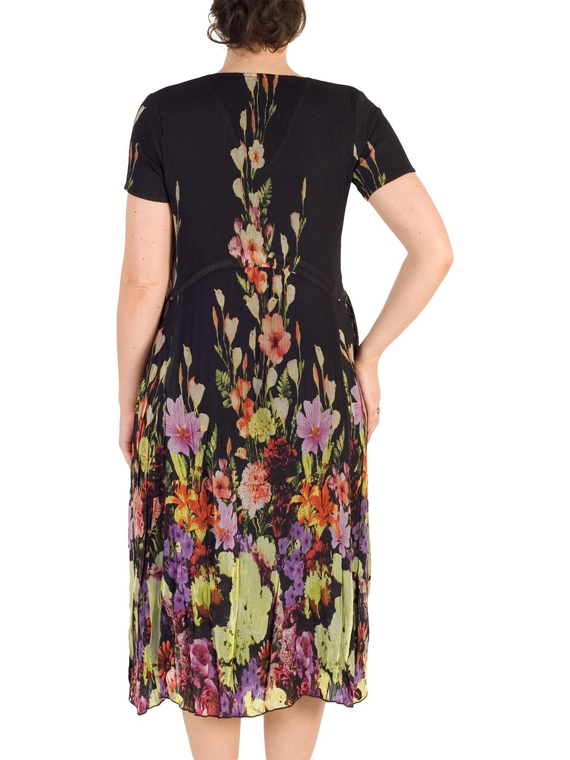 Chesca Floral Border Dress, Black/Multi at John Lewis & Partners