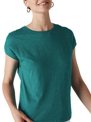 Whistles Minimal Cotton T-Shirt, Green