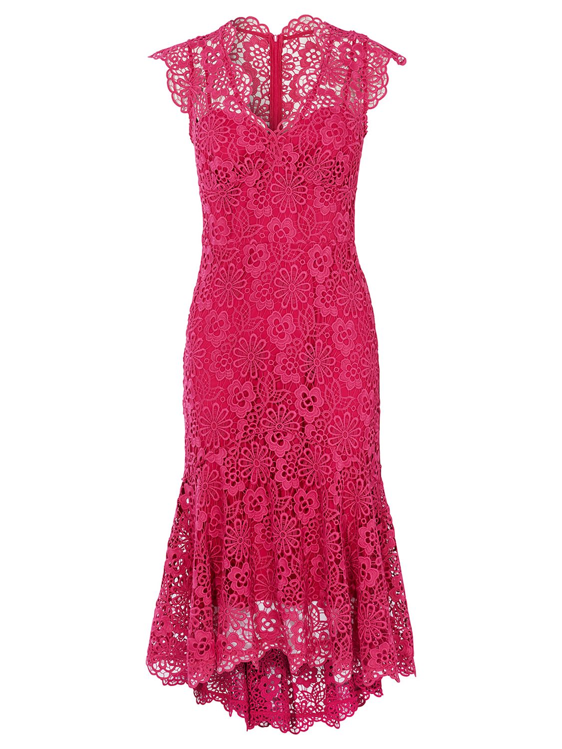 Karen Millen Peplum Hem Lace Dress, Pink