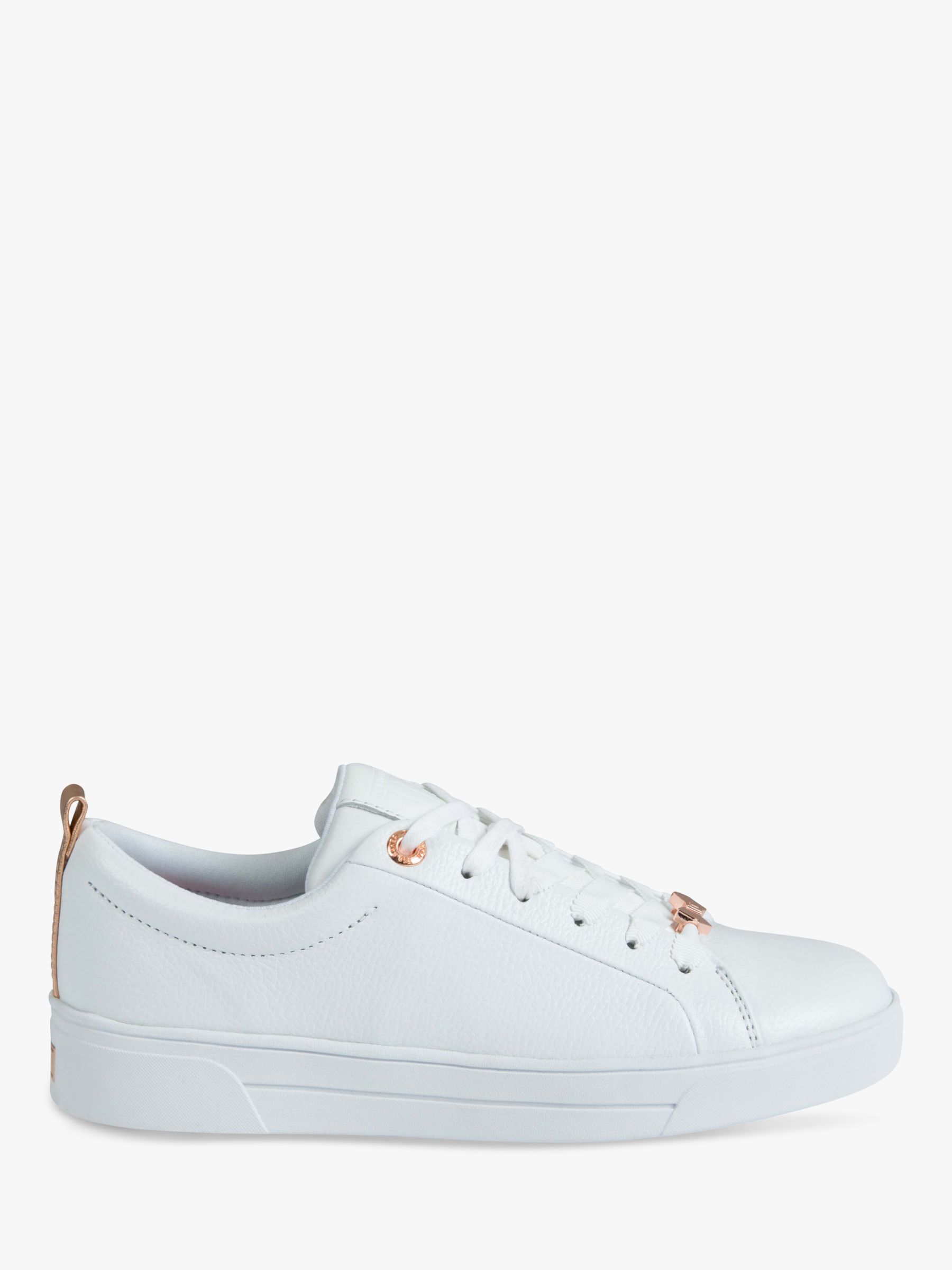 Ted Baker Gielli Lace Up Trainers, White Leather/Textile