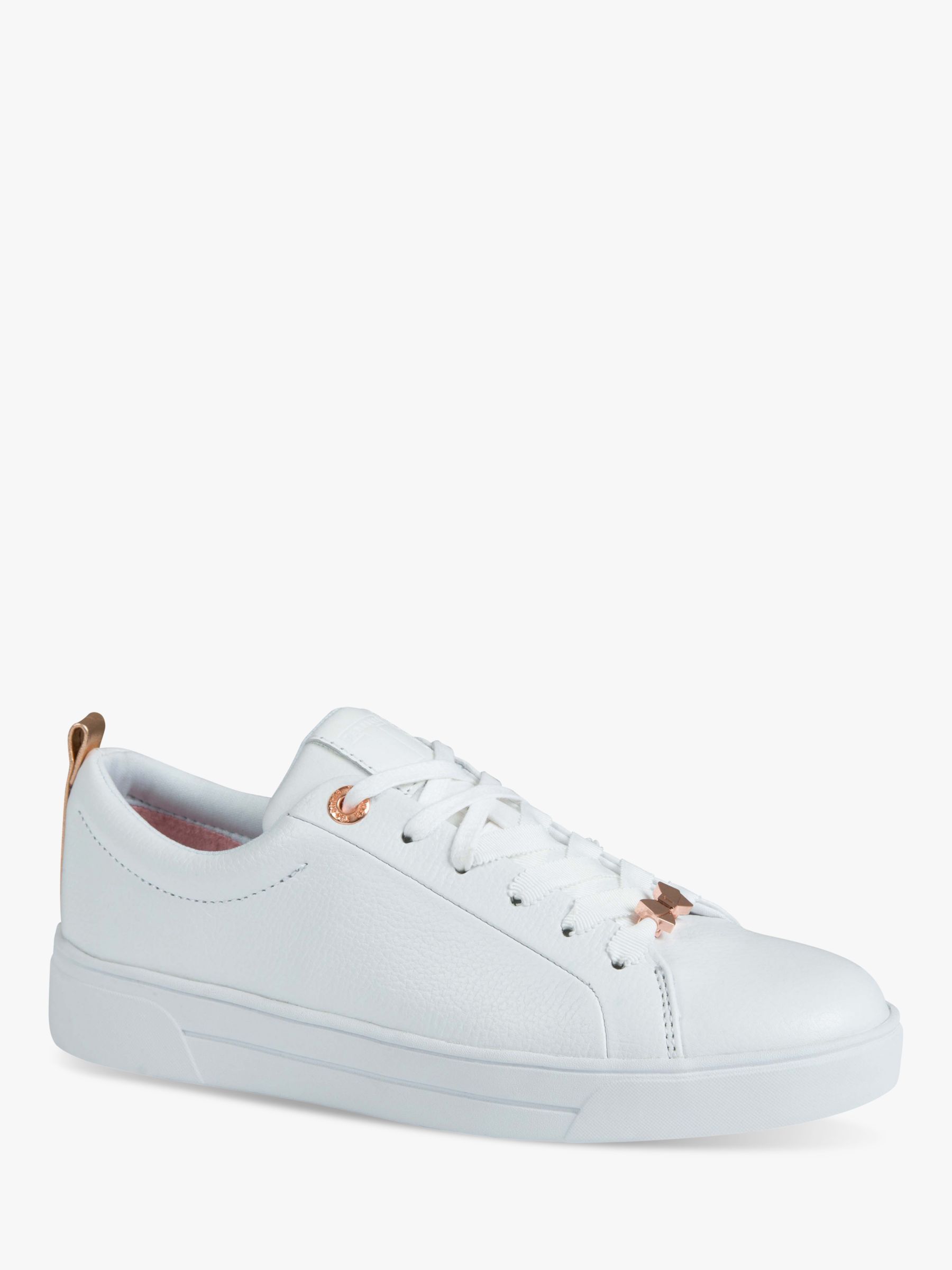 Ted Baker Gielli Lace Up Trainers, White Leather/Textile at John Lewis \u0026  Partners