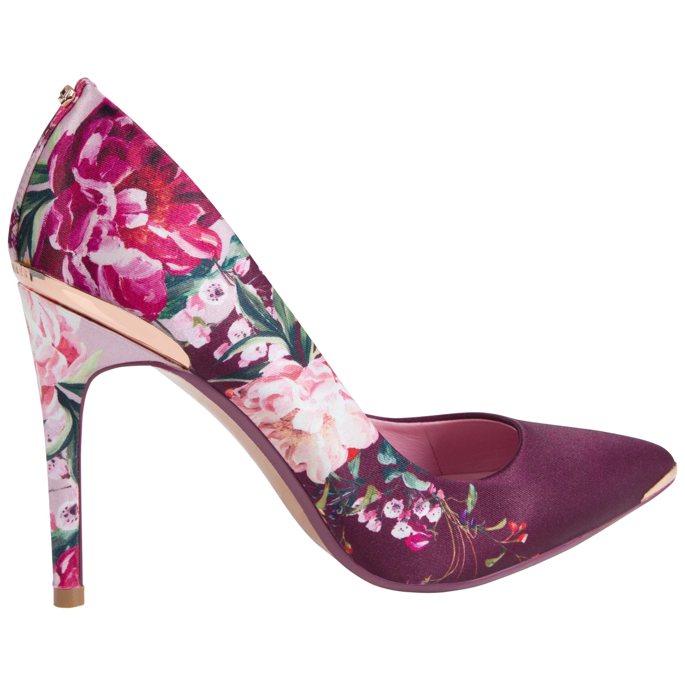 Ted Baker Kawaap Textile Heeled Court Shoes, Pink Multi, 3