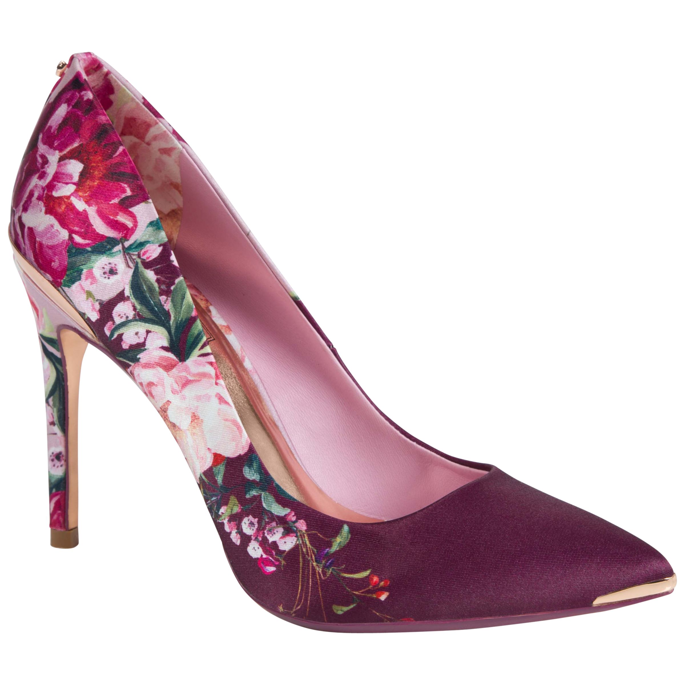 Ted Baker Kawaap Textile Heeled Court Shoes, Pink Multi