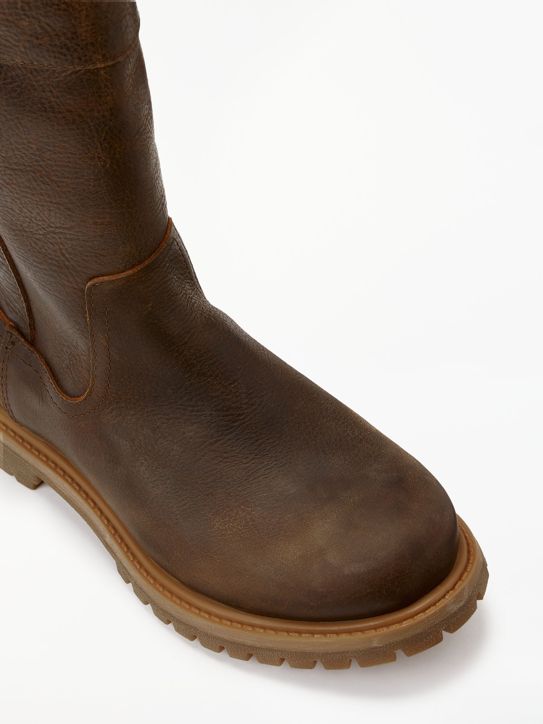 Waterproof Calf Boots, Brown Leather 