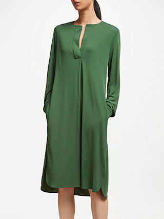 John Lewis & Partners Collarless Shirt Dress, Forest Green