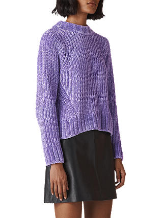 Whistles Cropped Chenille Sweater, Lilac
