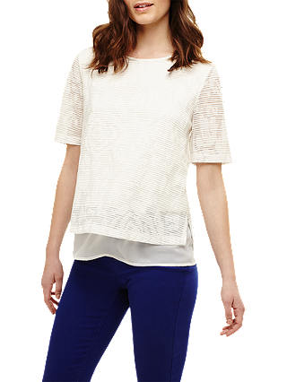 Phase Eight Tam Textured Double Layer Top, Ivory