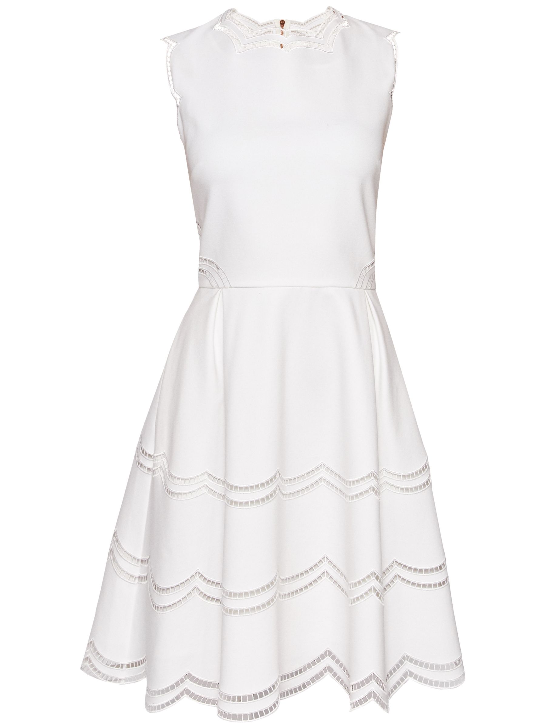 Ted Baker Cammey Embroidered Scallop Detail Dress, Ecru